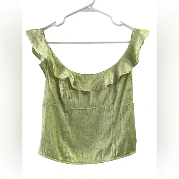 Free people green corset tank top blouse - Picture 2 of 4